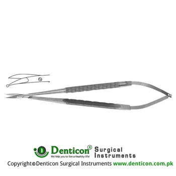 Micro Scissor Round Handle - One Blade with Probe Tip - Curved Stainless Steel, 18 cm - 7"